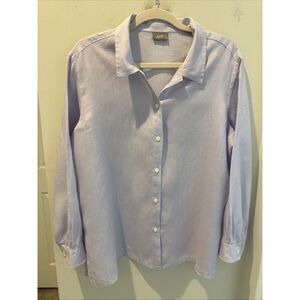 J.jill Linen Button Down Shirt Light Purple Size S/M